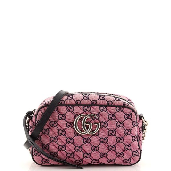 Gucci Handbags - Gucci GG Marmont Shoulder Bag Diagonal Quilted GG Canvas Small Pink